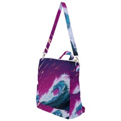 Tsunami Waves Ocean Sea Nautical Nature Water Unique Crossbody Backpack by Jancukart