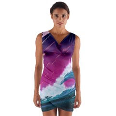 Tsunami Waves Ocean Sea Nautical Nature Water Unique Wrap Front Bodycon Dress