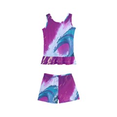 Tsunami Waves Ocean Sea Nautical Nature Water Unique Kids  Boyleg Swimsuit