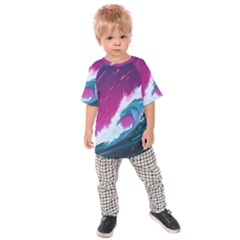 Tsunami Waves Ocean Sea Nautical Nature Water Unique Kids  Raglan Tee