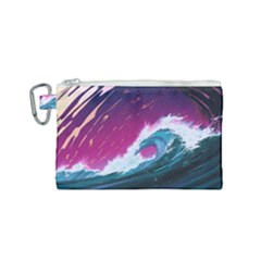 Tsunami Waves Ocean Sea Nautical Nature Water Unique Canvas Cosmetic Bag (small) by Jancukart