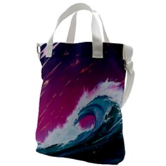 Tsunami Waves Ocean Sea Nautical Nature Water Unique Canvas Messenger Bag by Jancukart