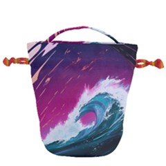 Tsunami Waves Ocean Sea Nautical Nature Water Unique Drawstring Bucket Bag