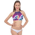 Tsunami Waves Ocean Sea Nautical Nature Water Unique Cross Front Halter Bikini Top View1