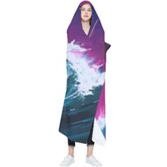 Tsunami Waves Ocean Sea Nautical Nature Water Unique Wearable Blanket by Jancukart