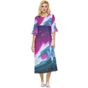 Tsunami Waves Ocean Sea Nautical Nature Water Unique Double Cuff Midi Dress View1