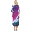 Tsunami Waves Ocean Sea Nautical Nature Water Unique Double Cuff Midi Dress View4