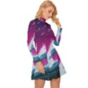 Tsunami Waves Ocean Sea Nautical Nature Water Unique Long Sleeve Velour Longline Dress View3