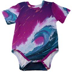 Tsunami Waves Ocean Sea Nautical Nature Water Unique Baby Short Sleeve Bodysuit by Jancukart