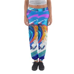 Tsunami Waves Ocean Sea Nautical Nature Water Art Women s Jogger Sweatpants by Jancukart