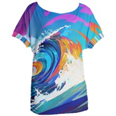 Tsunami Waves Ocean Sea Nautical Nature Water Art Women s Oversized Tee by Jancukart