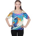 Tsunami Waves Ocean Sea Nautical Nature Water Art Cutout Shoulder Tee View1