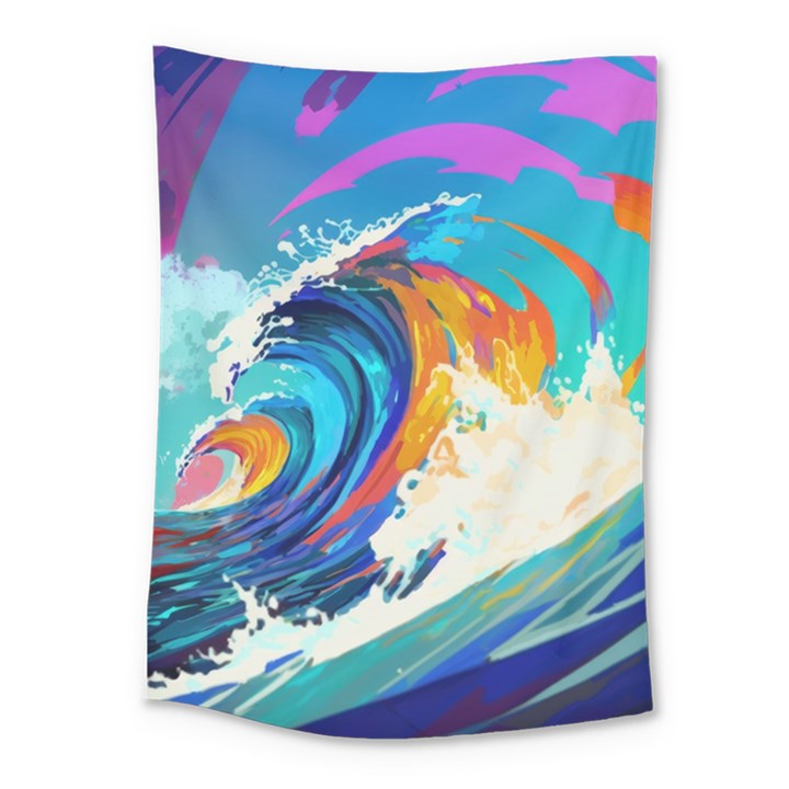 Tsunami Waves Ocean Sea Nautical Nature Water Art Medium Tapestry