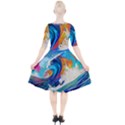 Tsunami Waves Ocean Sea Nautical Nature Water Art Quarter Sleeve A-Line Dress View2