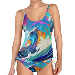 Tsunami Waves Ocean Sea Nautical Nature Water Art Tankini Set by Jancukart