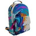 Tsunami Waves Ocean Sea Nautical Nature Water Art Flap Pocket Backpack (Large) View2