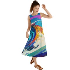 Tsunami Waves Ocean Sea Nautical Nature Water Art Summer Maxi Dress by Jancukart