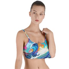 Tsunami Waves Ocean Sea Nautical Nature Water Art Layered Top Bikini Top  by Jancukart