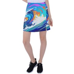 Tsunami Waves Ocean Sea Nautical Nature Water Art Tennis Skirt