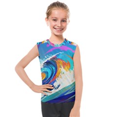 Tsunami Waves Ocean Sea Nautical Nature Water Art Kids  Mesh Tank Top by Jancukart