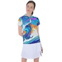 Tsunami Waves Ocean Sea Nautical Nature Water Art Women s Polo Tee View1