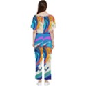 Tsunami Waves Ocean Sea Nautical Nature Water Art Batwing Lightweight Chiffon Jumpsuit View2