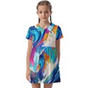 Tsunami Waves Ocean Sea Nautical Nature Water Art Kids  Asymmetric Collar Dress View1