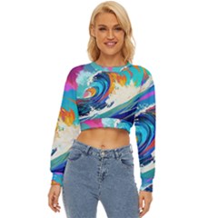 Tsunami Waves Ocean Sea Nautical Nature Water Art Lightweight Long Sleeve Sweatshirt