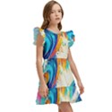 Tsunami Waves Ocean Sea Nautical Nature Water Art Kids  Winged Sleeve Dress View3