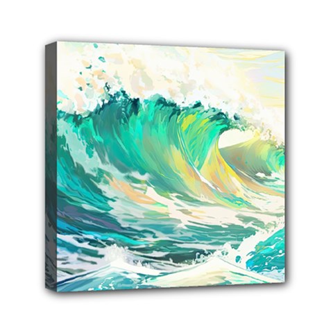 Waves Ocean Sea Tsunami Nautical 90 Mini Canvas 6  X 6  (stretched) by Jancukart