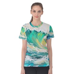 Waves Ocean Sea Tsunami Nautical 90 Women s Cotton Tee