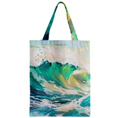 Waves Ocean Sea Tsunami Nautical 90 Zipper Classic Tote Bag