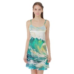 Waves Ocean Sea Tsunami Nautical 90 Satin Night Slip