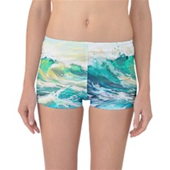 Waves Ocean Sea Tsunami Nautical 90 Reversible Boyleg Bikini Bottoms by Jancukart