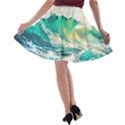 Waves Ocean Sea Tsunami Nautical 90 A-line Skater Skirt View2