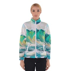 Waves Ocean Sea Tsunami Nautical 90 Women s Bomber Jacket