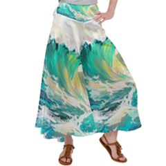 Waves Ocean Sea Tsunami Nautical 90 Women s Satin Palazzo Pants by Jancukart