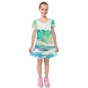 Waves Ocean Sea Tsunami Nautical 90 Kids  Short Sleeve Velvet Dress View1