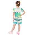 Waves Ocean Sea Tsunami Nautical 90 Kids  Short Sleeve Velvet Dress View2