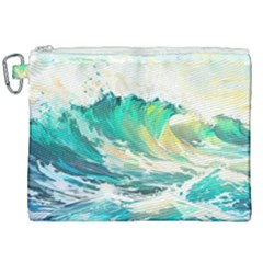 Waves Ocean Sea Tsunami Nautical 90 Canvas Cosmetic Bag (xxl)