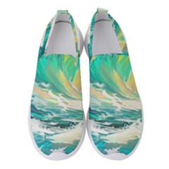 Waves Ocean Sea Tsunami Nautical 90 Women s Slip On Sneakers by Jancukart