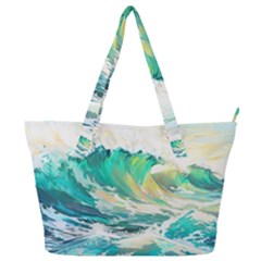 Waves Ocean Sea Tsunami Nautical 90 Full Print Shoulder Bag by Jancukart