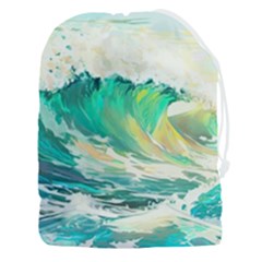 Waves Ocean Sea Tsunami Nautical 90 Drawstring Pouch (3xl) by Jancukart