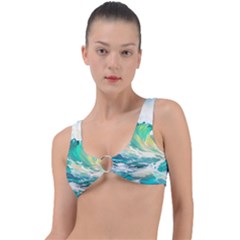 Waves Ocean Sea Tsunami Nautical 90 Ring Detail Bikini Top by Jancukart