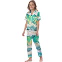 Waves Ocean Sea Tsunami Nautical 90 Kids  Satin Short Sleeve Pajamas Set View1