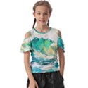 Waves Ocean Sea Tsunami Nautical 90 Kids  Butterfly Cutout Tee View1