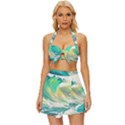 Waves Ocean Sea Tsunami Nautical 90 Vintage Style Bikini Top and Skirt Set  View1