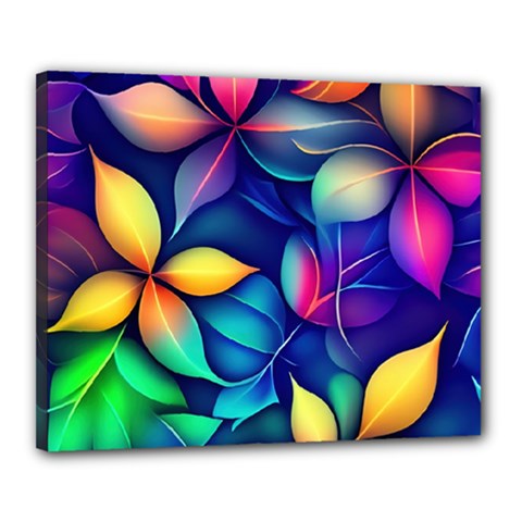 Ai Generated Artwork Leaves Nature Pattern Canvas 20  X 16  (stretched)