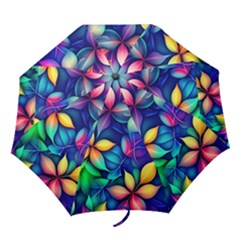 Ai Generated Artwork Leaves Nature Pattern Folding Umbrellas