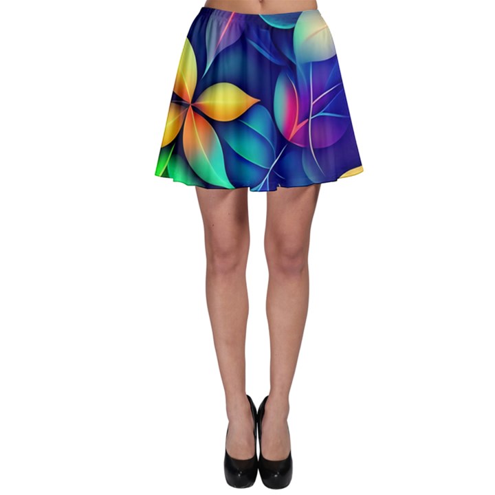 Ai Generated Artwork Leaves Nature Pattern Skater Skirt